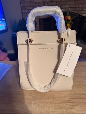 Trina Turk White Small Tote Top-Handle Satchel